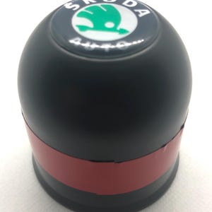 Bosal Tow Bar Cap with Skoda Logo 3D Domed Sticker | Reflective Red Strip | Premium Trailer Hitch Cover
