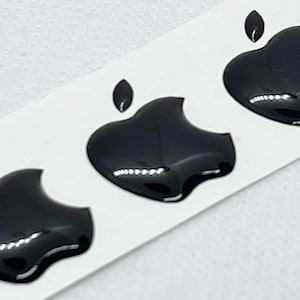 3D Domed Apple Logo Sticker: iPhone, iPad, iMac Decal (12x16mm, Black, Set of 3)