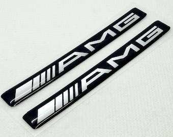 AMG 3D Domed Gel Decal, 80x10mm Black Chrome, Car Emblem sticker