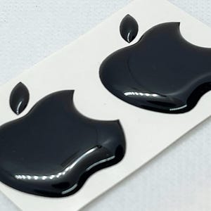 3D Domed Apple Logo Sticker: iPhone, iPad, iMac Decal (30x35mm, Black, 2 Pieces)