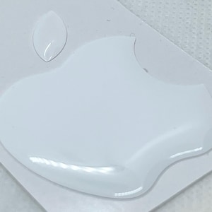 White Apple Logo 3D Domed Gel Sticker | 50x43mm Large Tech Decal | High-Quality iPhone iPad MacBook Emblem | Gift for Him/Her