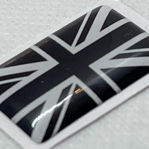 Adesivo bombato con bandiera 3D di alta qualità dell'Inghilterra, logo bianco nero, 32 x 20 mm