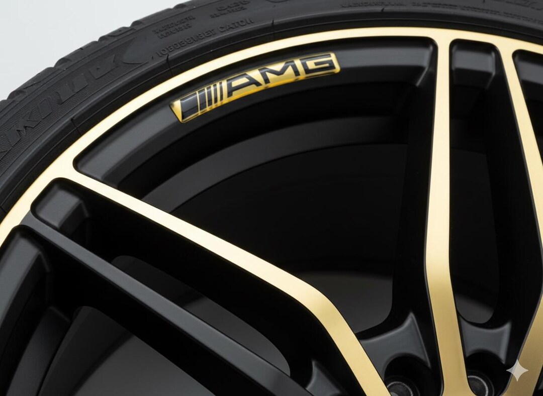 Gel Lettering Graphics AMG 3D Domed Gel Decals Set, 73x10mm Gold Black Stickers for 16