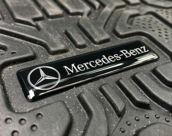 2X Mercedes Benz Decal - 3D Domed Gel Sticker (65x17mm) Black Chrome  Car Emblem