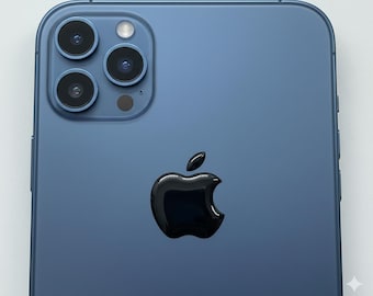 ブルーグリッター Apple ロゴステッカー：MacBook、iPhone、iPad 用