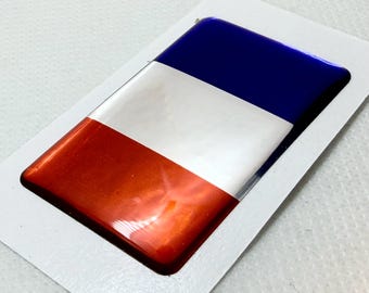France Flag 3D Gel Sticker: Chrome Red Blue UK Car/Bike Decal (30x50mm)