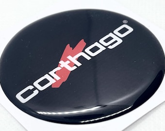Adesivo in gel 3D bombato con logo Carthago: emblema per auto (60 mm, nero o bianco)