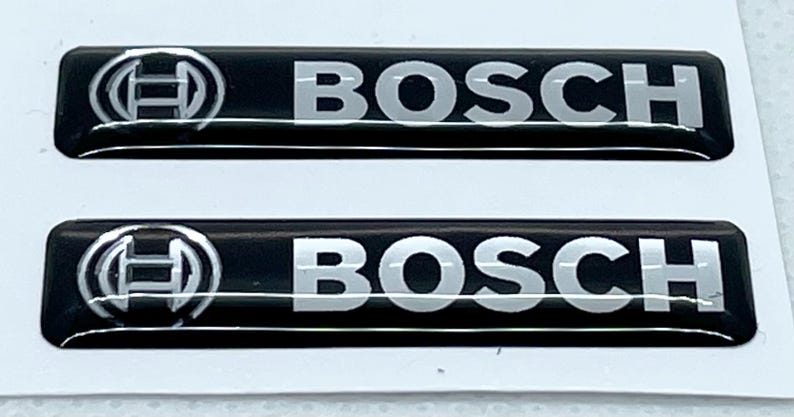 Bosch Logo 3D Domed Gel Stickers (2-pack): Silver & Black Automotive ...