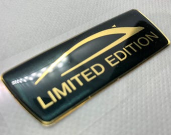 Opel Corsa Limited Edition 3D Domed Gel Stickers (2-Pack) - Gold & Black Automotive Decals 63x25mm