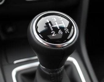 5-Speed Gear Shift Knob 3D Domed Gel Sticker: Chrome Black 30mm