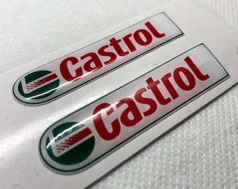 Castrol Logo 3D Domed Gel Stickers (2-Pack): Automotive Decals 65x15mm