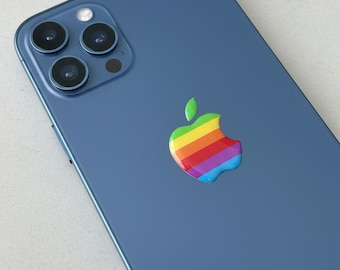 Rainbow Logo 3D Gel Stickers: Retro Tech Decals (3-Pack, 12x16mm)
