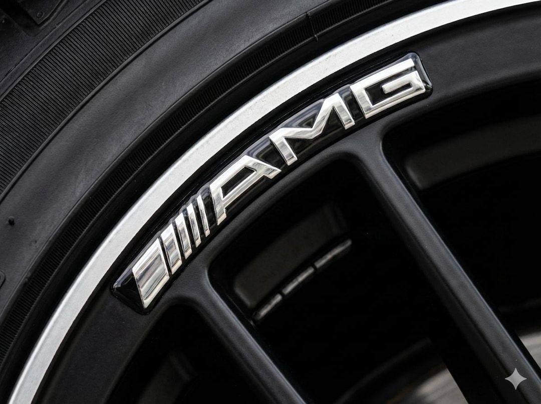 Gel Lettering Graphics AMG 3D Domed Gel Decals Set, 73x10mm Black Chrome Stickers for 16