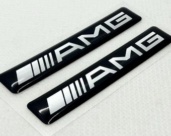 AMG 3D Domed Gel Decal, 60x10mm  Black Chrome , 3D sticker