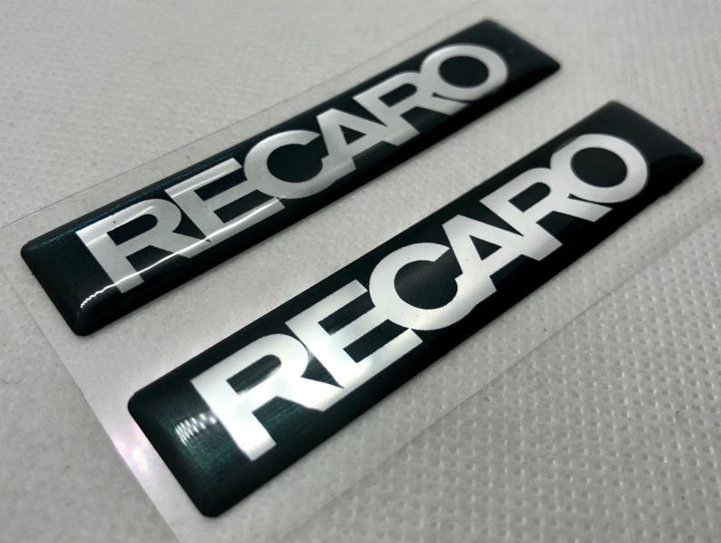 RECARO Logo 3D Domed Gel Stickers (2-pack): Chrome Black Automotive ...