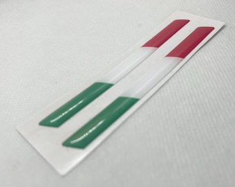 Set di adesivi con bandiera italiana bombata 3D: emblema verde bianco rosso (97 x 8 mm) resistente alle intemperie