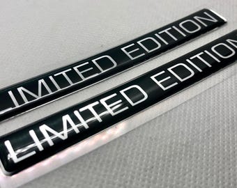 Limited Edition 3D Domed Gel Stickers Chrome Black Car Decals (2-Pack, 106x14mm)