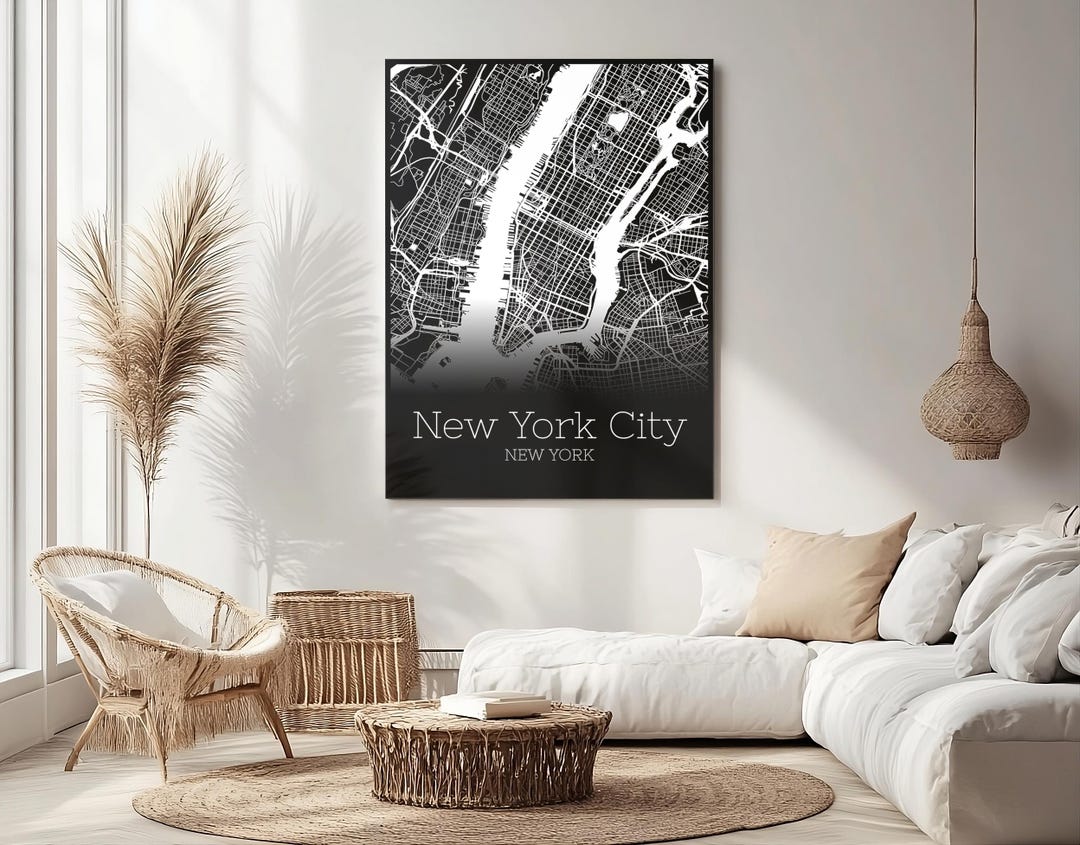 New York City Map Canvas Print | NYC Wall Art, Manhattan Map, City Map ...