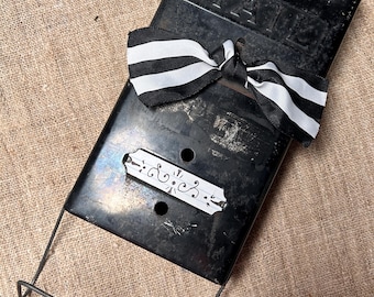 Vintage Black Mail Box with newspaper holder