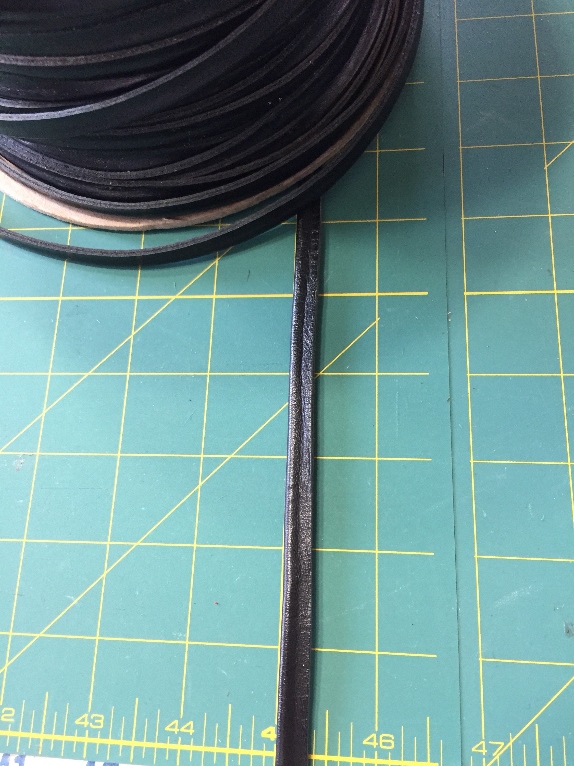 Leather piping cowhide black with cord by the yard Etsy
