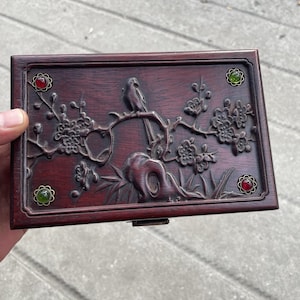 Vintage rosewood handmade jewelry box, mortise and tenon craft box, small wooden box