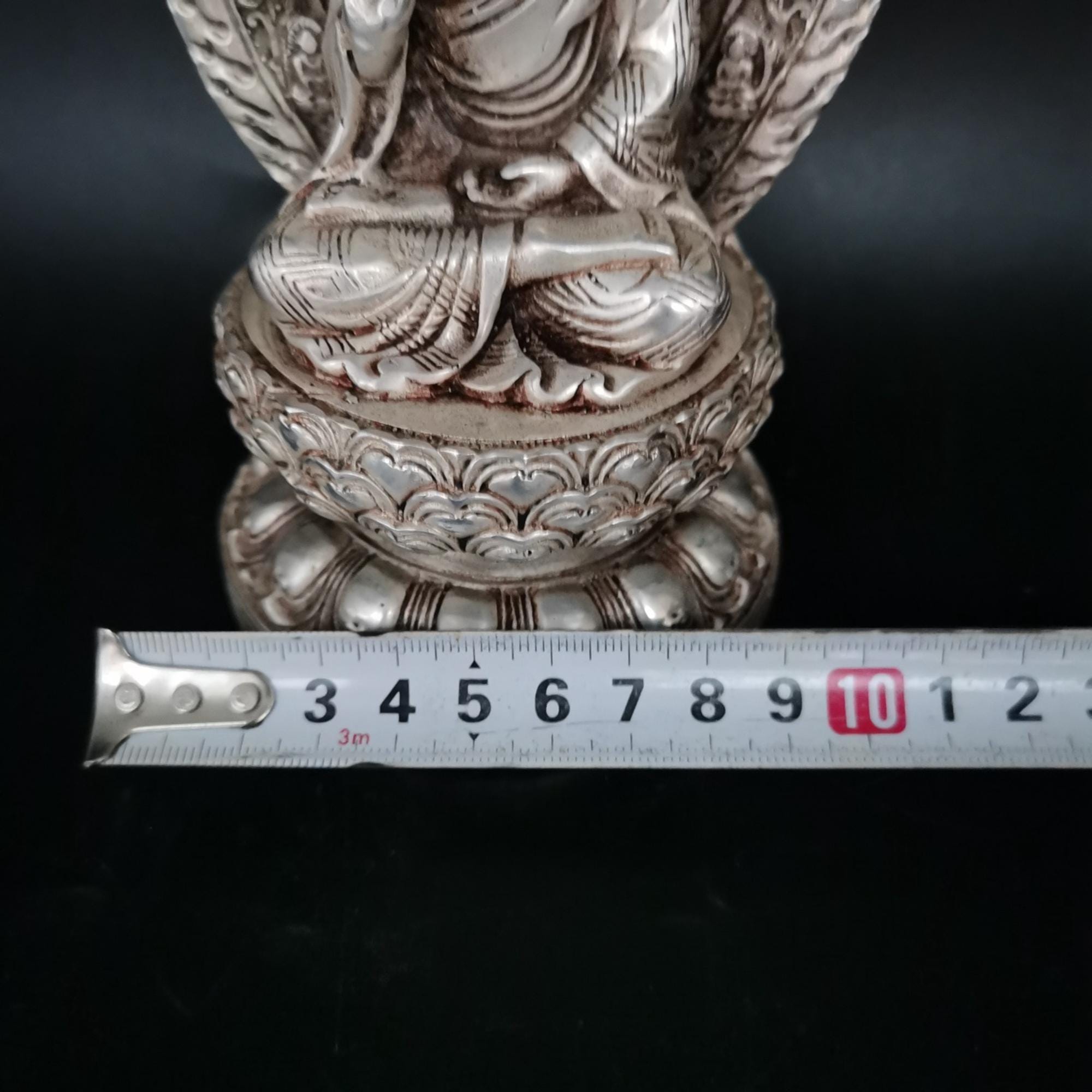 Vintage Cupronickel Carved Buddha Tea Pet Statue: Traditional Feng
