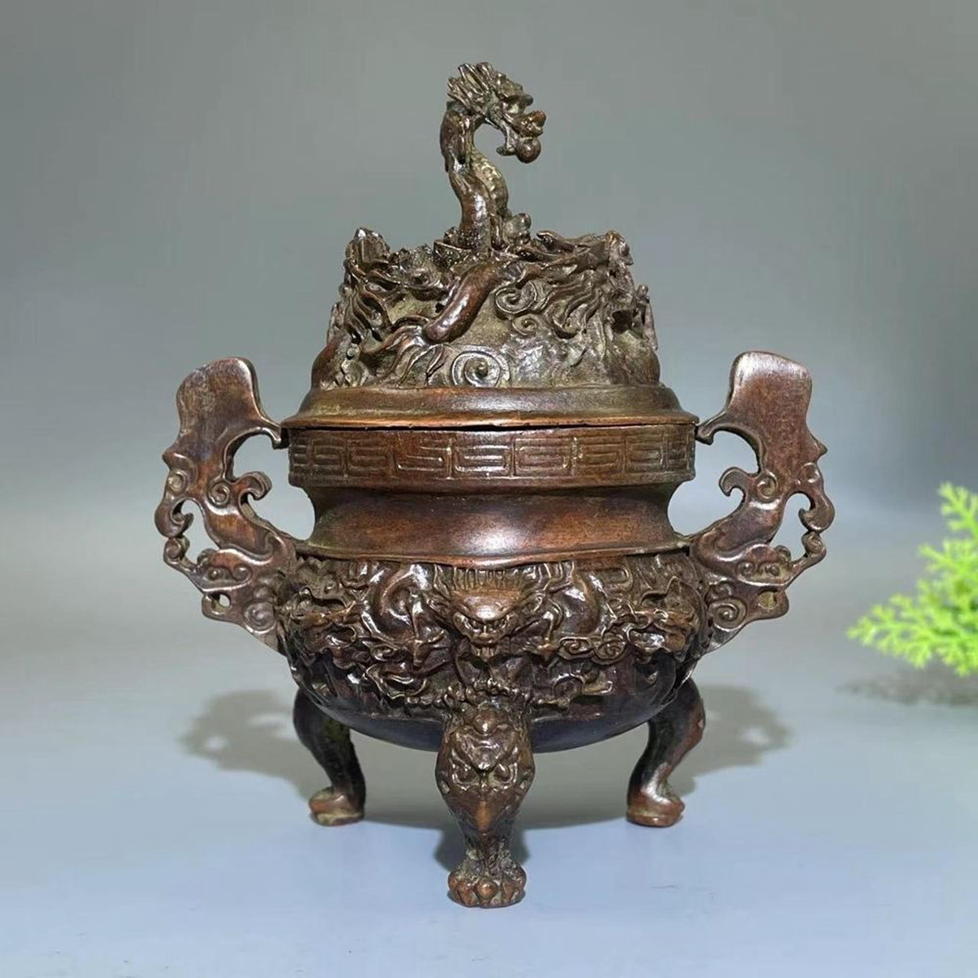Bronze Dragon Incense Burner: Vintage Tea Pet Statue - Etsy Denmark