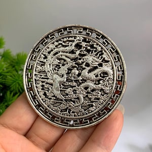 Vintage Tibetan Silver Handmade Dragon Phoenix Statue