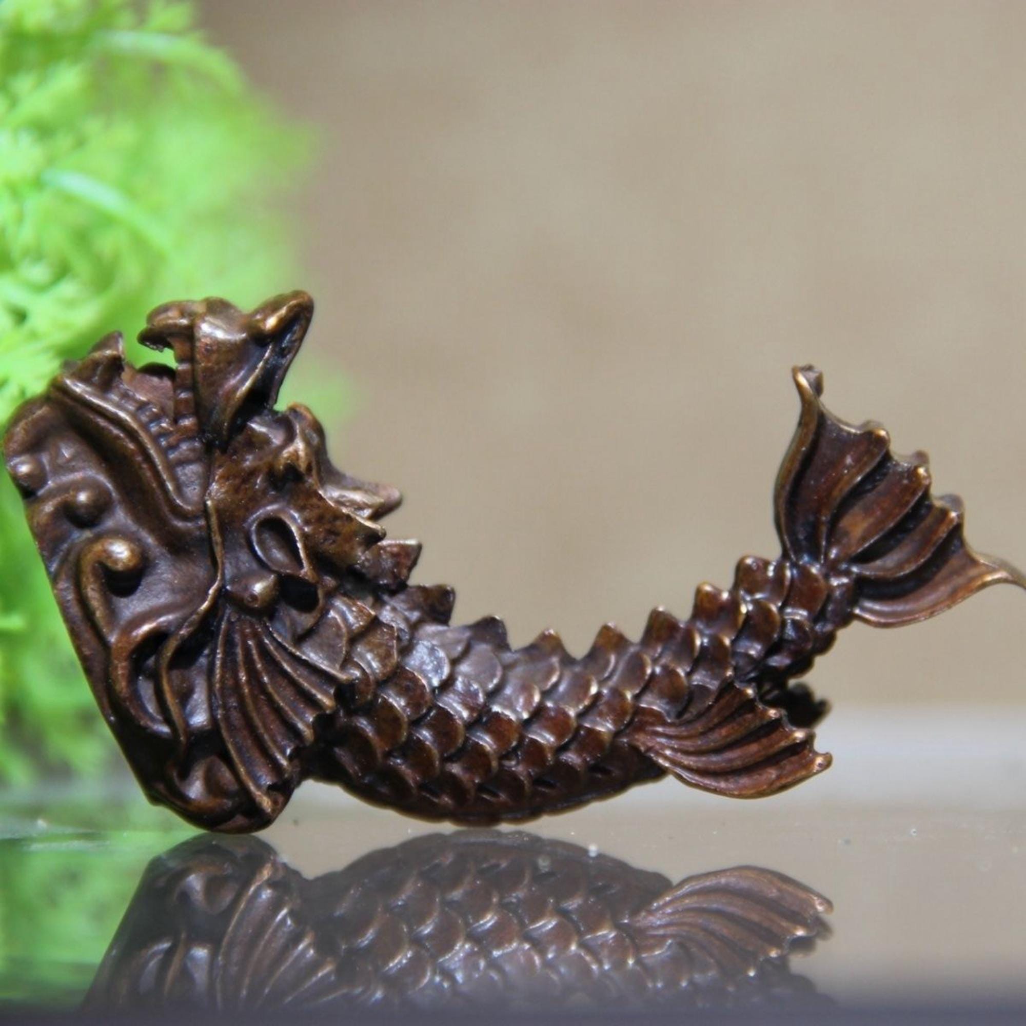Vintage Bronze Handmade Dragon Fish Statue – Tea Pet Statue – Gift