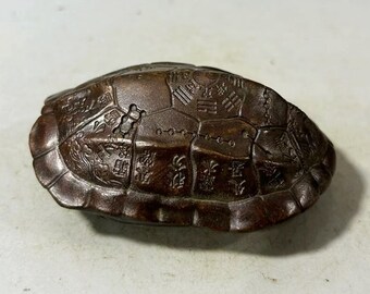 Statue vintage écaille de tortue sculptée en bronze