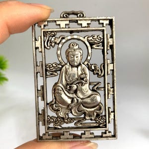 Vintage Tibetan Silver Handmade Guanyin amulet Pendant