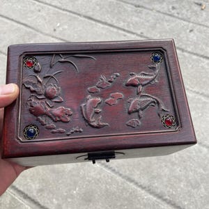 Vintage rosewood handmade jewelry box, mortise and tenon craft box, small wooden box