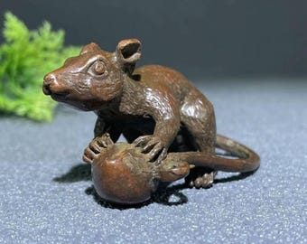 ブロンズ製ネズミの置物 ブロンズ彫刻のネズミ像。ホームデコレーション - Etsy 日本