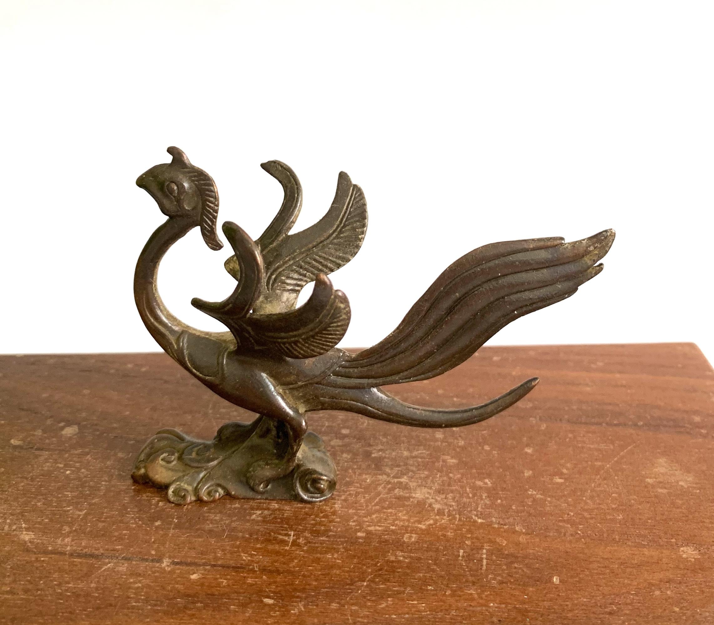 Bronze Phoenix Figurine: Handmade Chinese Tea Pet Statue - Etsy Israel