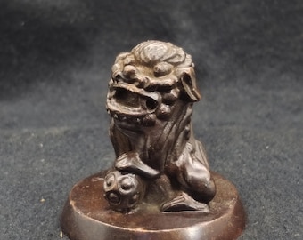 Vintage Bronze Carved Lion Statue, Fengshui Statue - Etsy