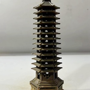 Vintage Bronze Carved Thirteen Tower Statue