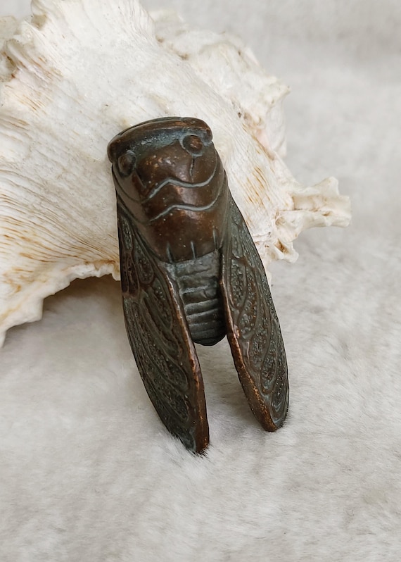 Vintage Bronze Handmade Cicada Statue - Etsy