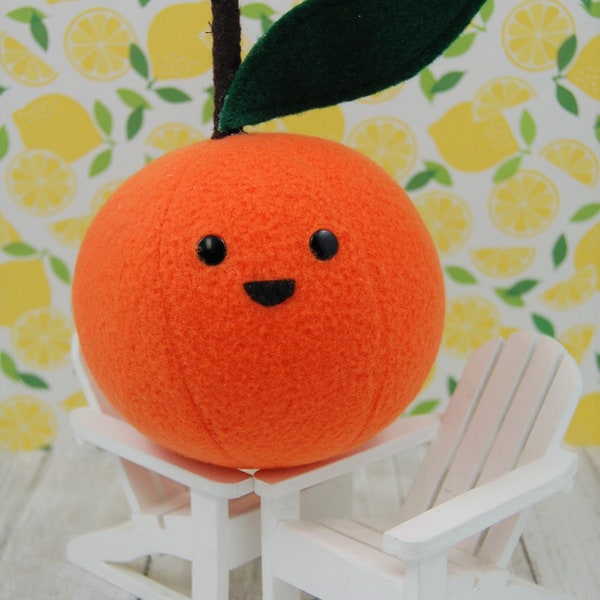 Tangerine Orange Cute Fake Food Plush Stuffed Toy Fruit Produce Polar Fleece Made in Canada