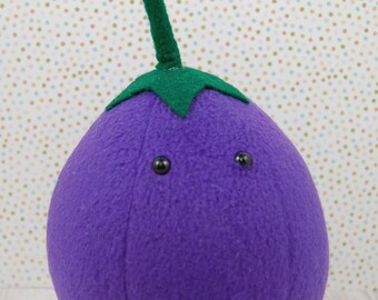 Cute Eggplant Kawaii Food Polar Fleece Plush Made in Canada Food with Faces