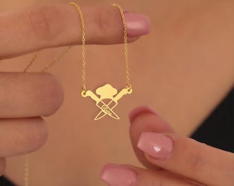 Custom Chef Knife Charm – Personalized Kitchen Pendant – Culinary Knife Jewelry – Cooking Lover Gift – Chef Name Engraved Charm