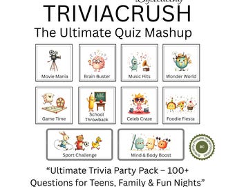 TRIVIACRUSH - The Ultimate Quiz Mashup Printable Game Digital Download