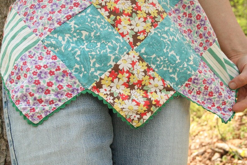 Patchwork Apron Tank Upcycled Vintage in Pretty Prints S M L Etsy