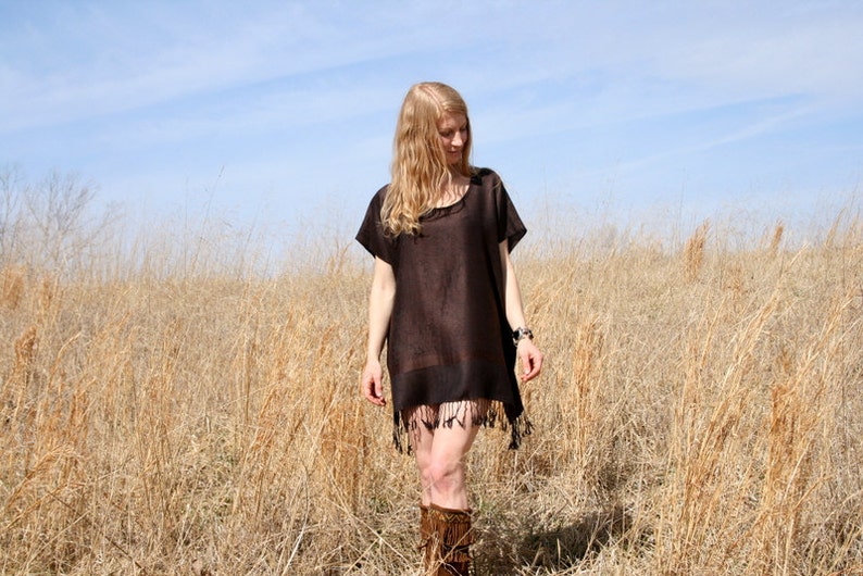 Natural Tunic SILK /& CASHMERE Gypsy Caftan Mini Dress Ethnic Indian Fringe Gypsy Boho OSFA
