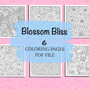 Relaxing Floral Coloring Page for Adults – Printable Flower Art for Stress Relief – Botanical Line Drawing