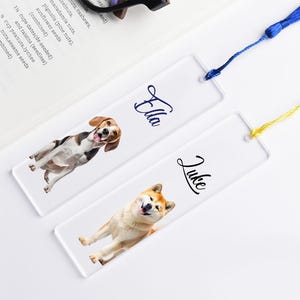 Acrylic Pet Bookmark,Bookmark With Tassel,Personalized Dog Portrait Bookmark,Dog Mom Gift,Fun Bookmark,Pet Lover Keepsake,Book Lover Gift