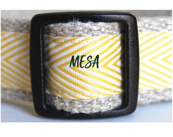 SALE Dog Collar Yellow Chevron Dog 1&quot; WIDE
