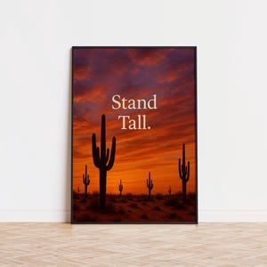Motivationsposter – Wüstensonnenuntergang-Kaktus-Leinwand für Wohndekor und positive Stimmung