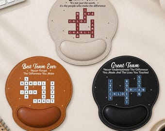 Best Team Ever Custom Crossword Puzzle Mouse Pad, Exchange Gifts, Bulk Office Gifts For Coworkers, Personalized Mouse Pad