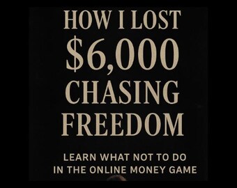 May include: A black and white image with the text "HOW I LOST $6,000 CHASING FREEDOM LEARN WHAT NOT TO DO IN THE ONLINE MONEY GAME".