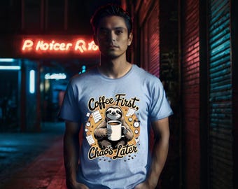 Sloth Coffee T-shirt, Funny Animal Graphic Tee